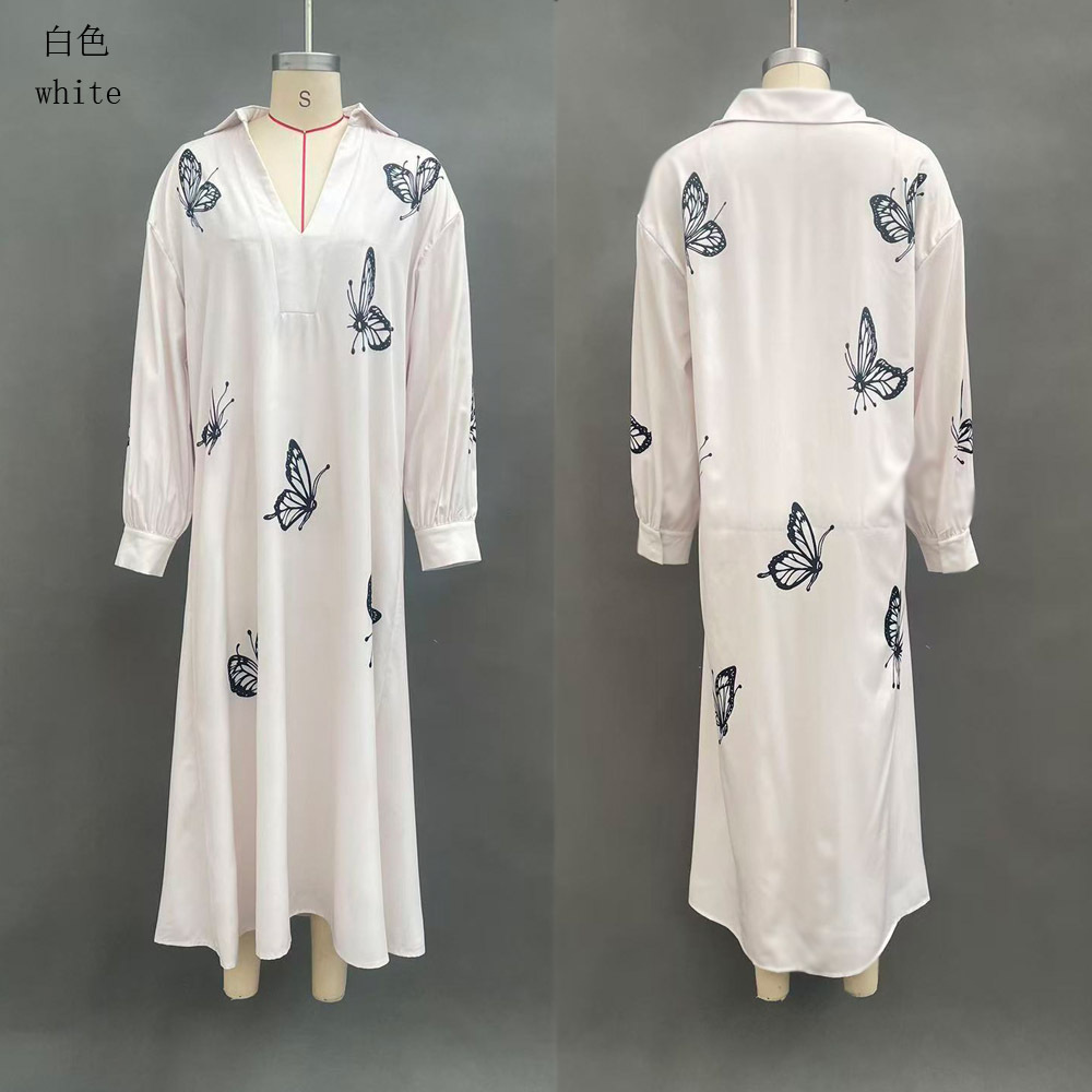 Women's Deep V-Neck Loose Casual Long Dress
