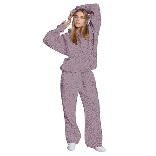 Women's Hooded Sweatshirt Set Polka Dot Print Casual Two-Piece