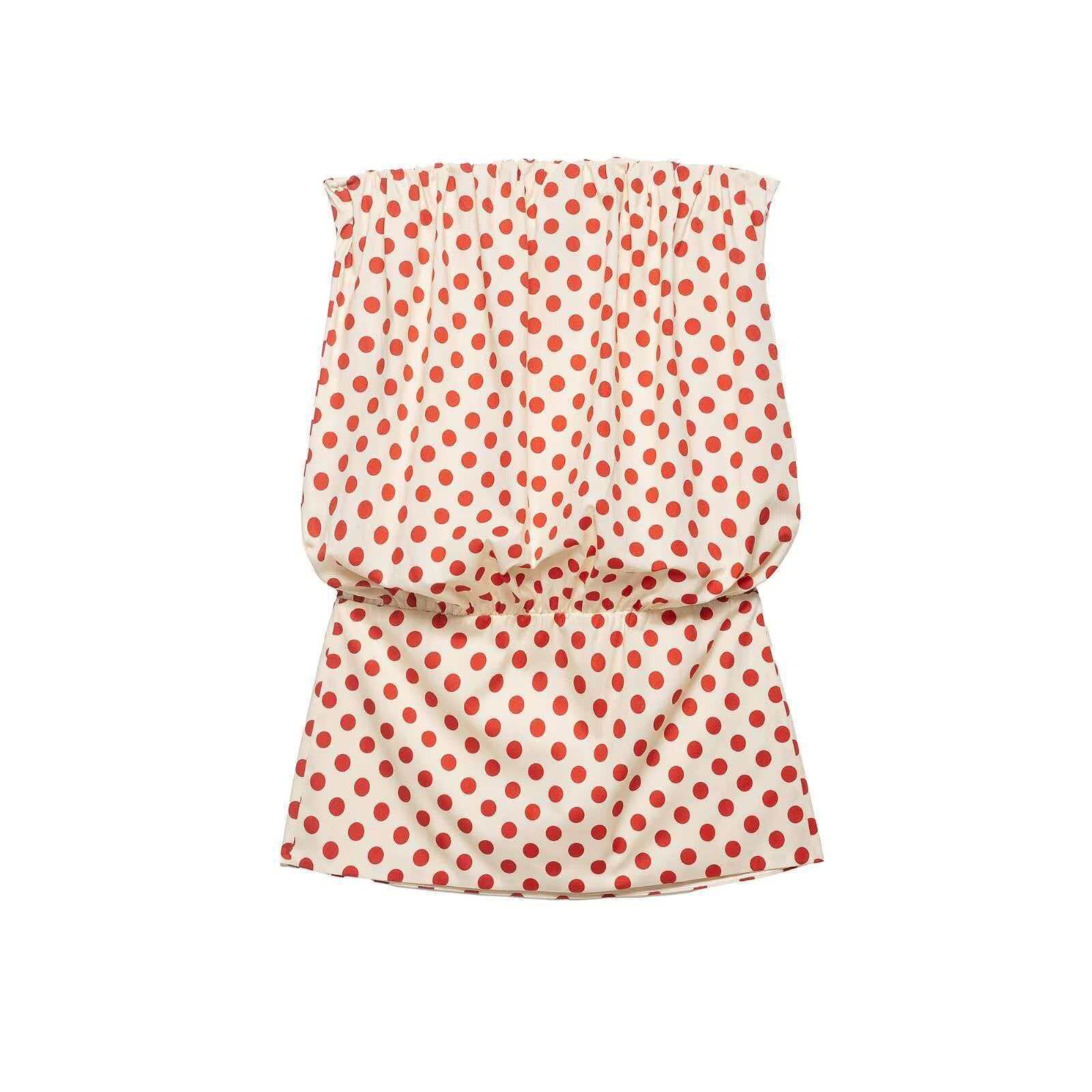 Red Polka Dot Strapless Bodycon Mini Dress
