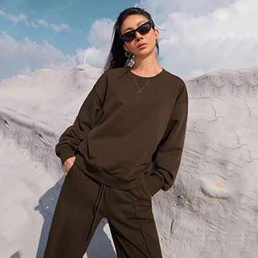Women's Casual Crewneck Long-Sleeve Sweatshirt and Pants Set