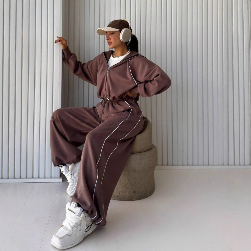 Women's Colorblock Hooded Zip Sweatshirt & Straight-Leg Pants Set