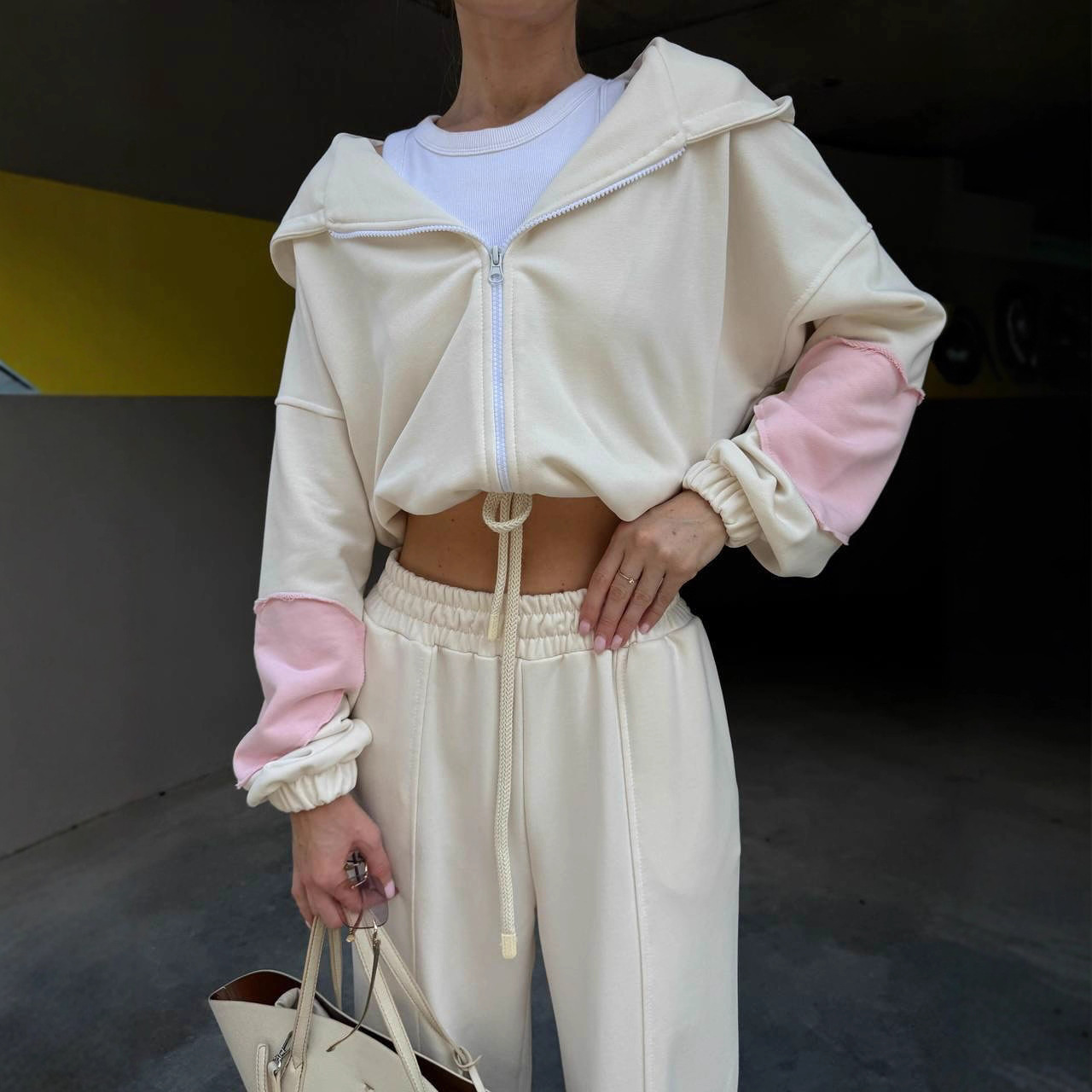 Women's Casual Zip-Up Hooded Cardigan and Wide-Leg Pants Two-Piece Set