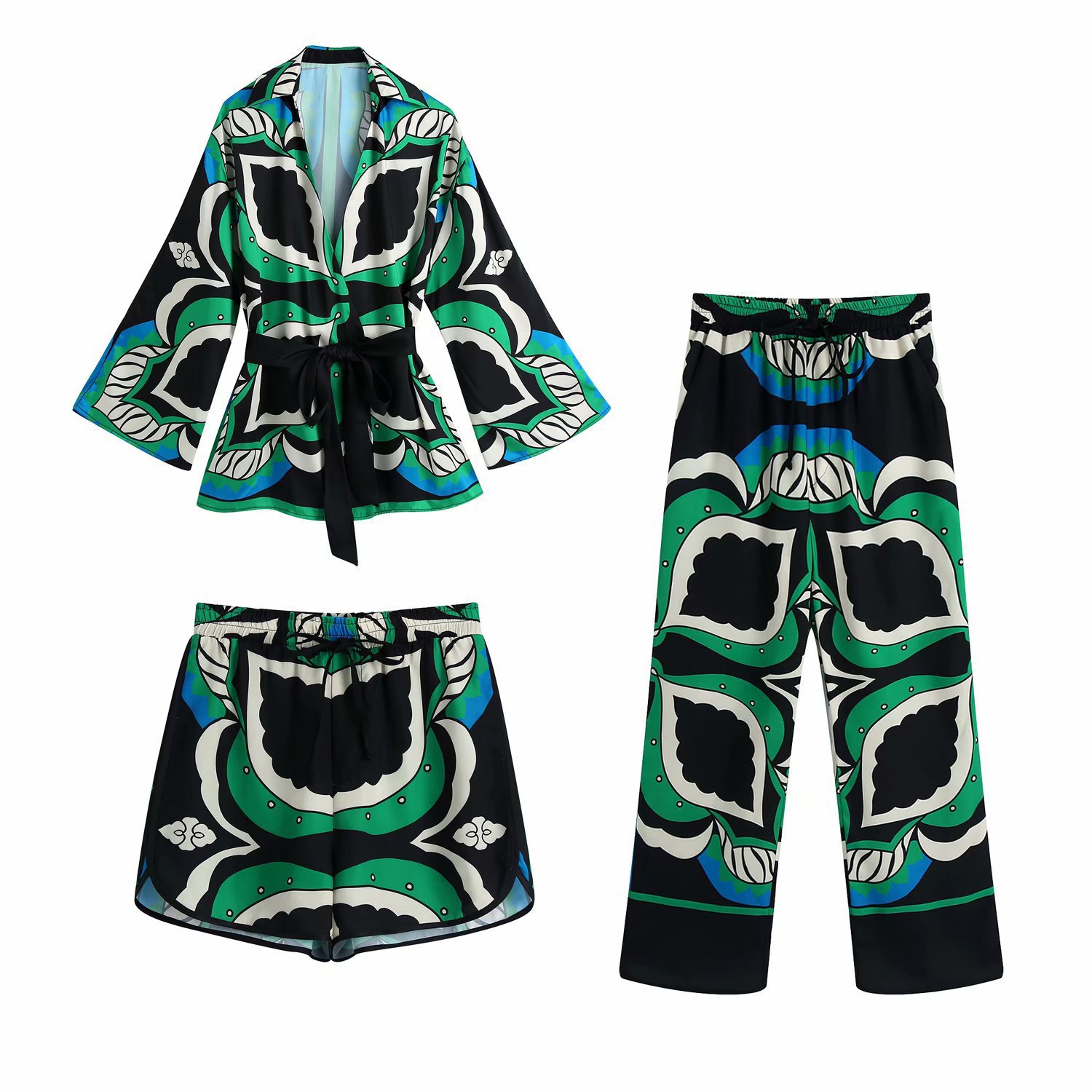 Women's Square Neck Tie Shirt & High Waist Shorts Set