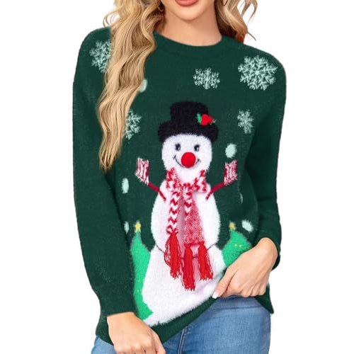 Women's Christmas Snowman Print Crewneck Sweatshirt