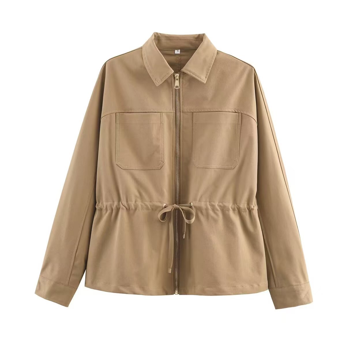 Women's Collared Adjustable Waist Pocket Jacket & Wide-Leg Pants Set