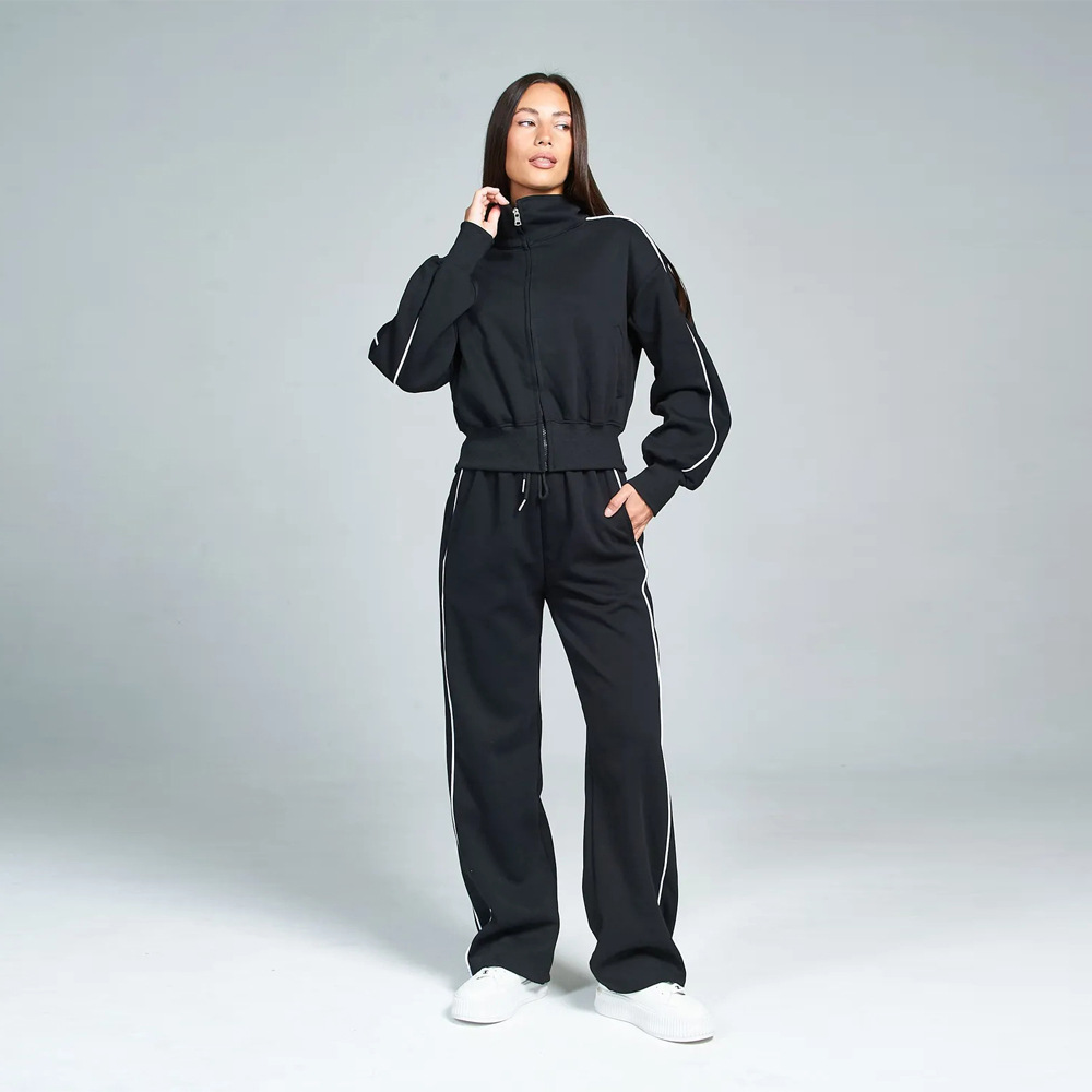 Women's Striped Hoodie and Pants Lounge Set, Loose Fit
