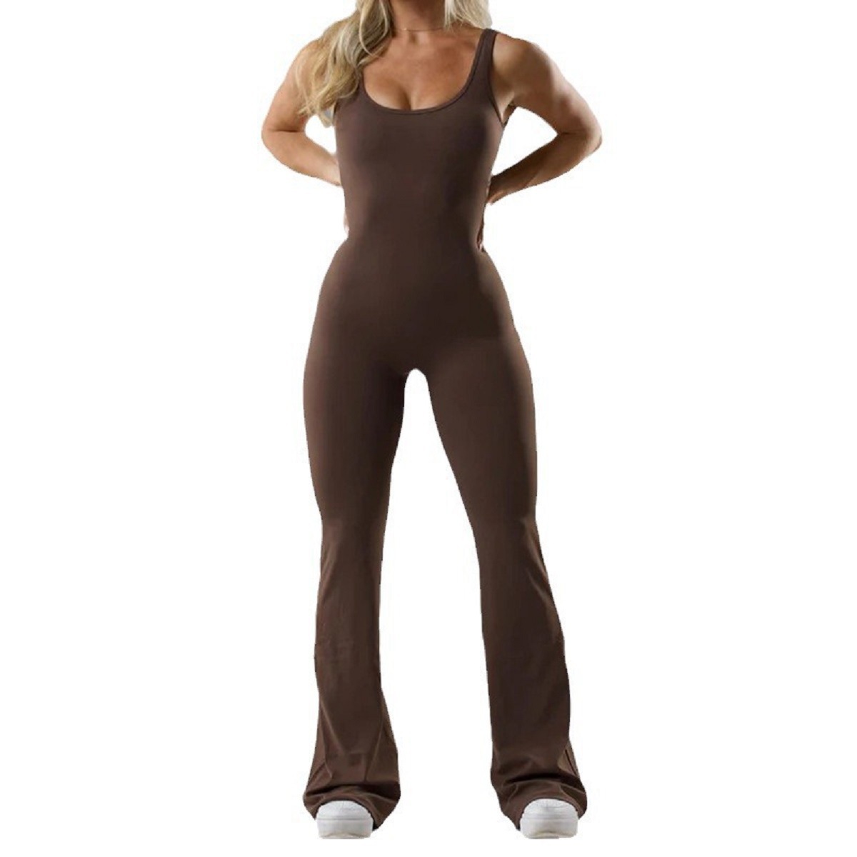 Fitted Seamless Yoga Bodysuit with Built-in Bra