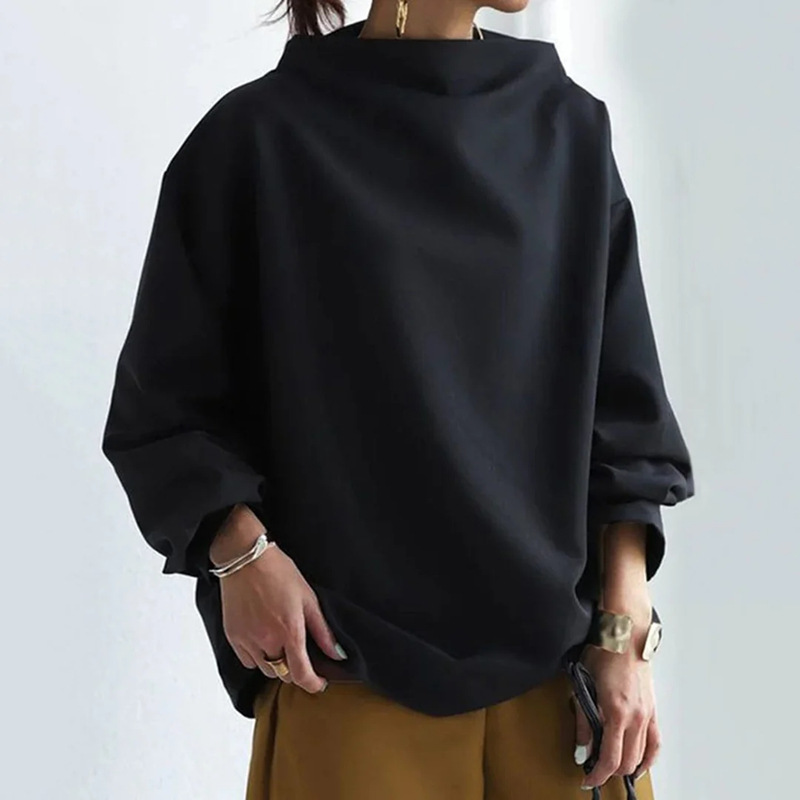 Women's Casual Turtleneck Pullover Loose Fit Sweatshirt