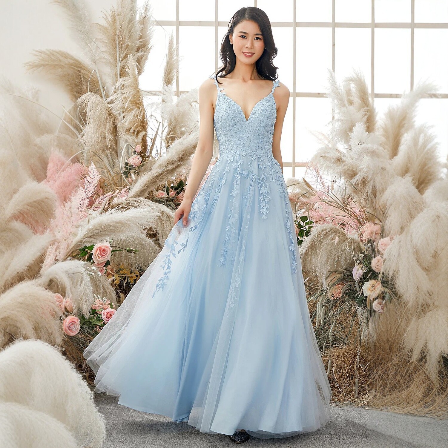 V-Neck Ruffle Waist-Cinching Midi Dress