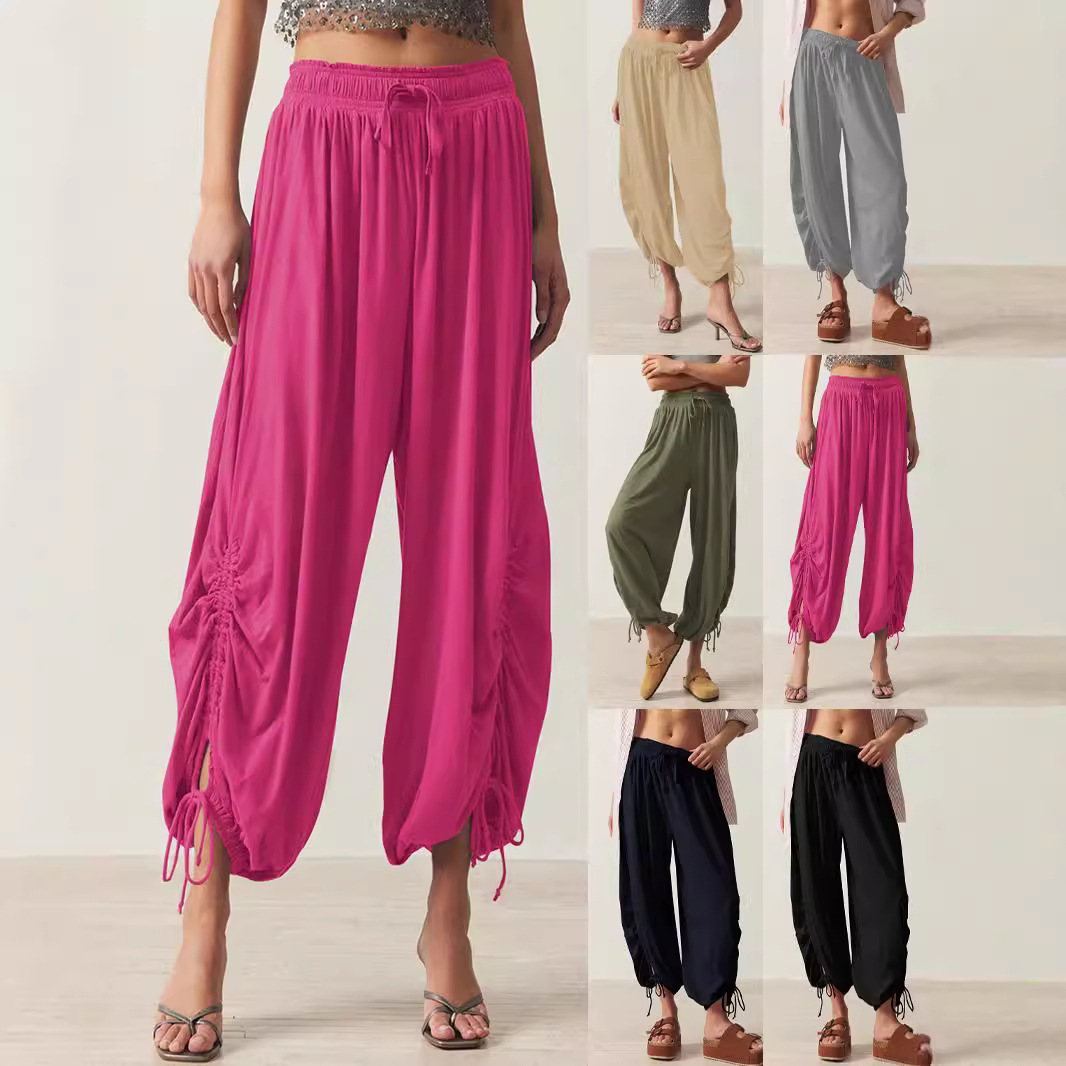 Drawstring Lantern Pants for Women Casual Slimming Long Pants