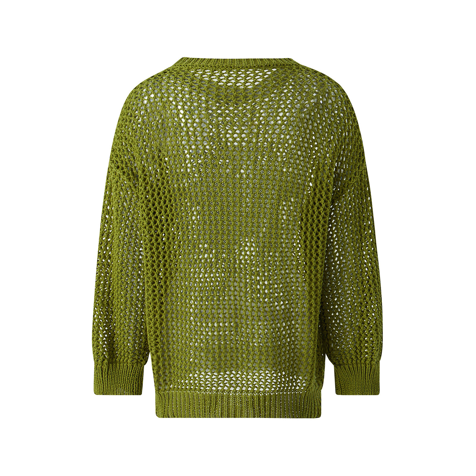 Women's Lightweight Openwork Crewneck Pullover Knit Sweater
