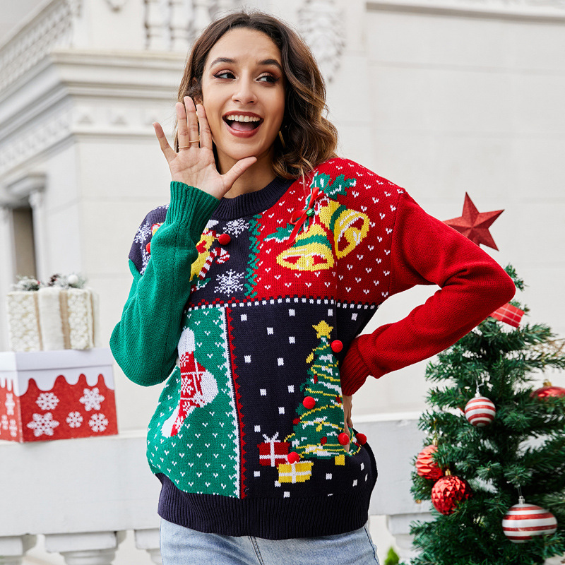 Snowflake Christmas Tree Pullover Knit Sweater