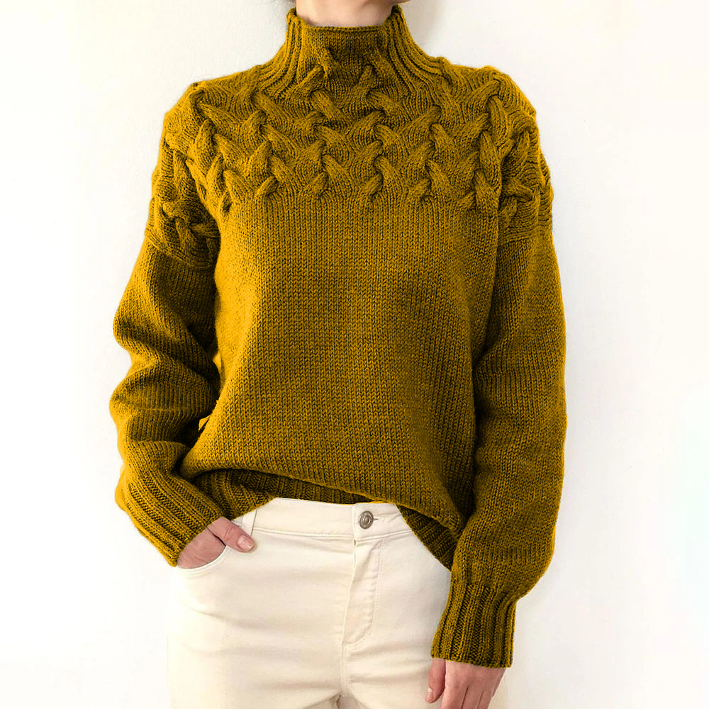 Women's Turtleneck Long Sleeve Sweater Pullover Solid Color