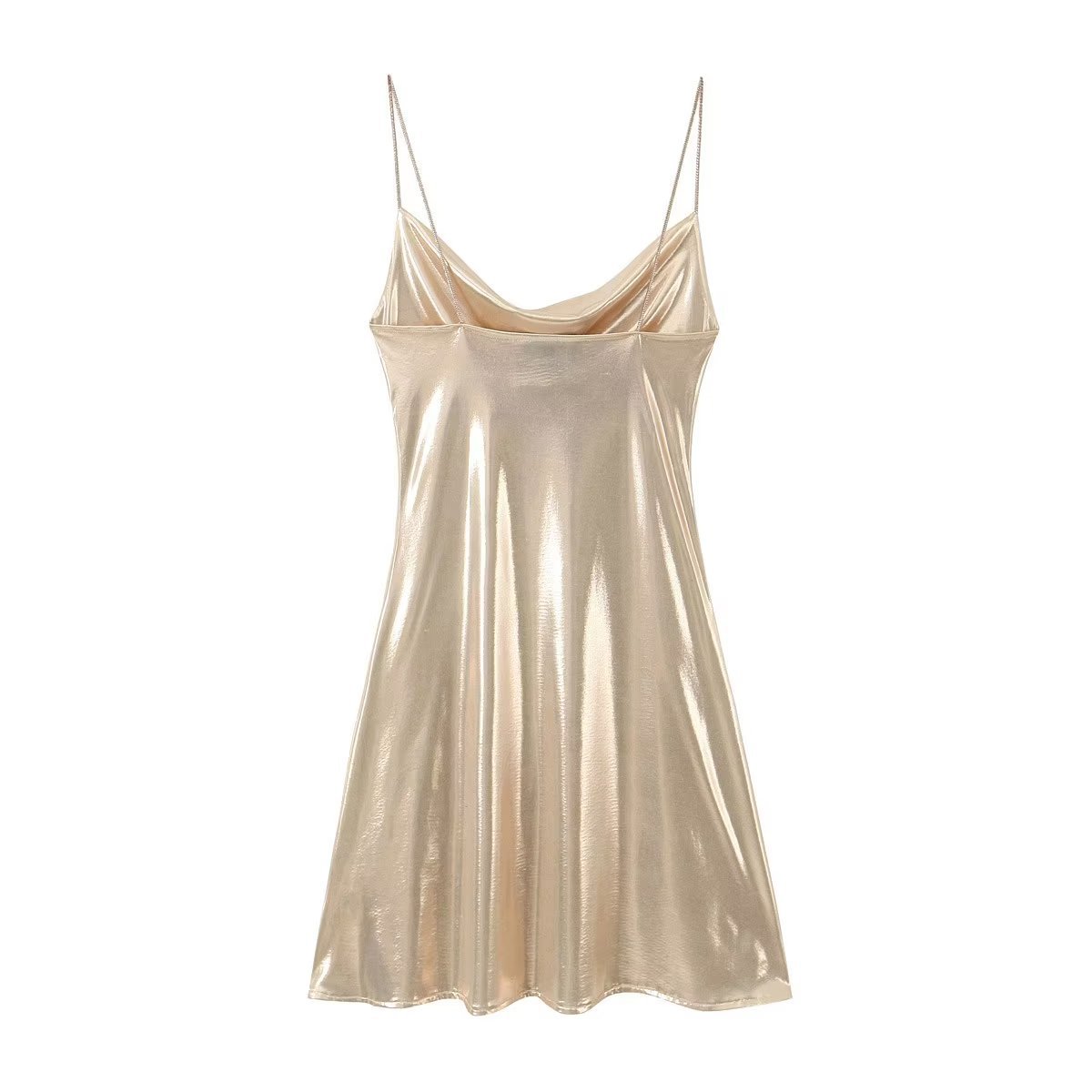 Metallic Bodycon Cami Dress Slimming Elegant Midi