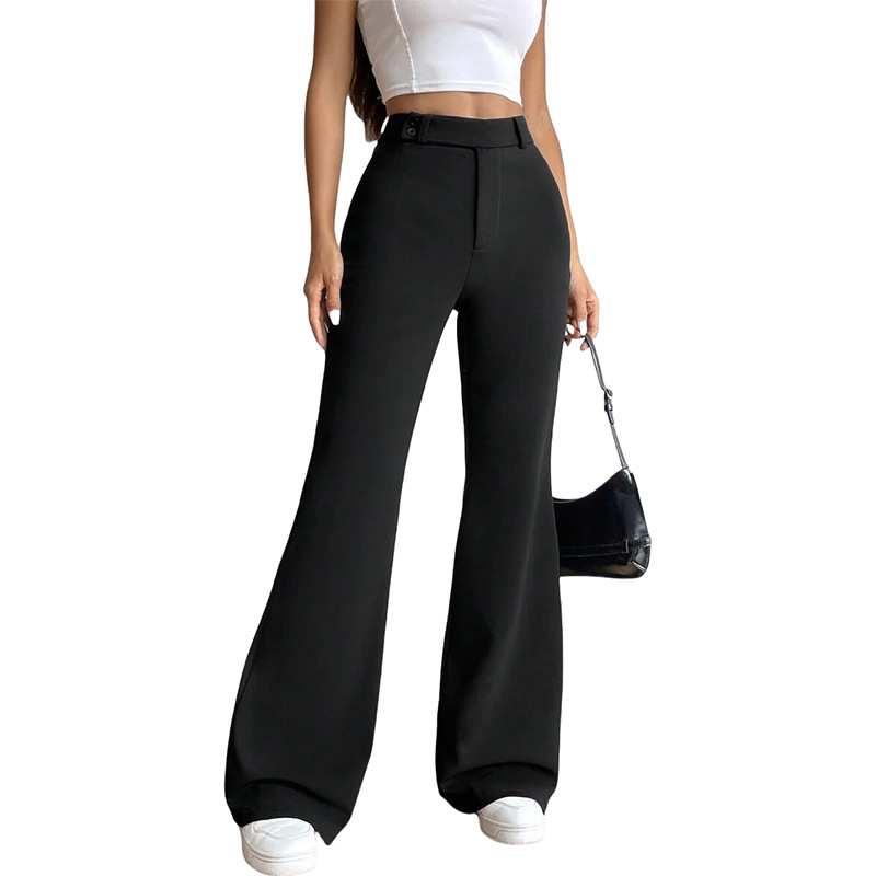 High-Waisted Flared Dress Pants for Women Slimming Drapey Wide-Leg