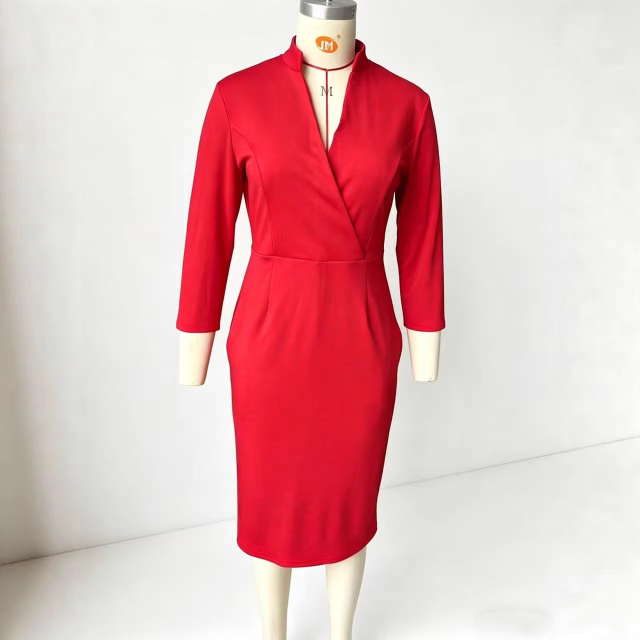 Women's V-Neck Waist-Cinched Long Dress