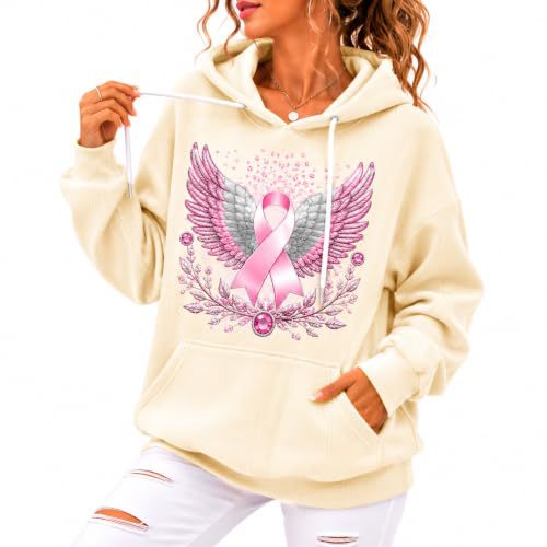 Women's Ribbon Angel Wings Print Casual Hoodie