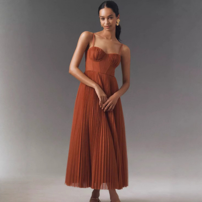 Sleeveless V-Neck Open-Back Ruched A-Line Evening Dress