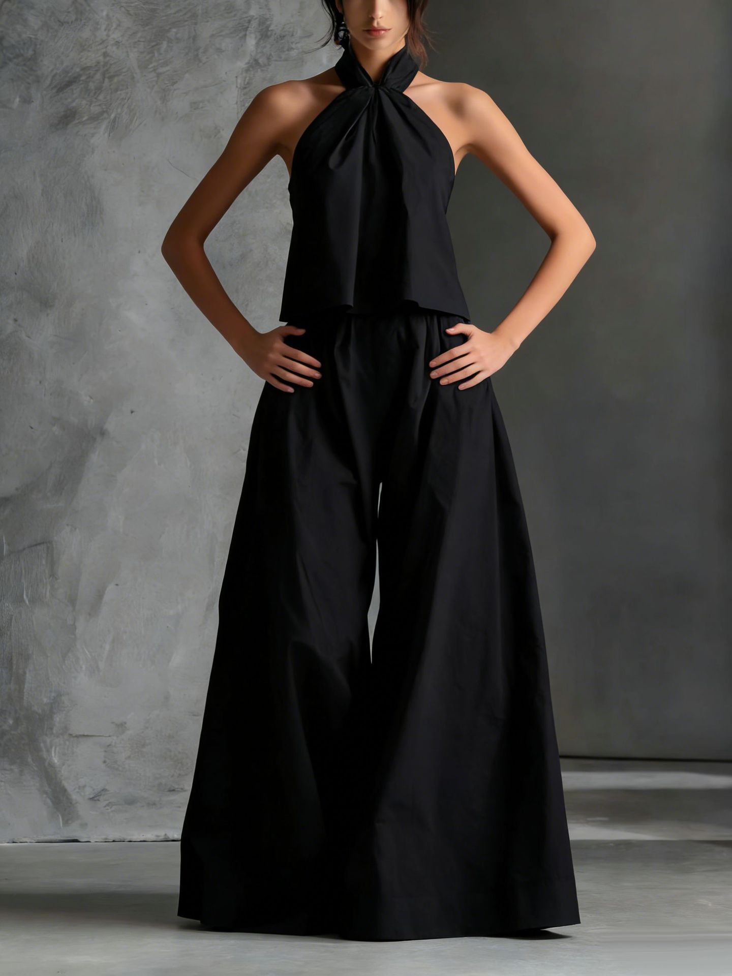 Women's Sleeveless Top and High-Waist Wide-Leg Pants Two-Piece Set