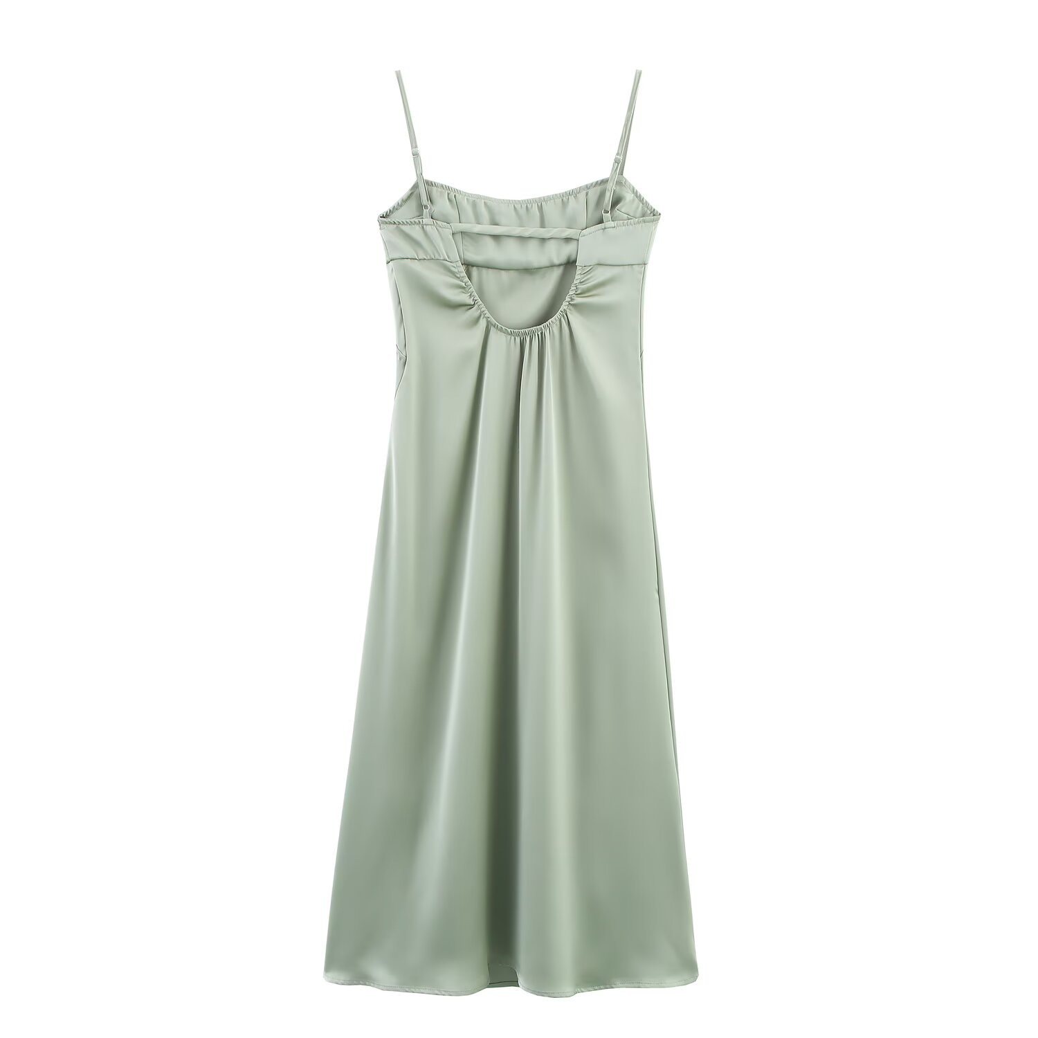Satin-Feel Slim-Fit Midi Slip Dress