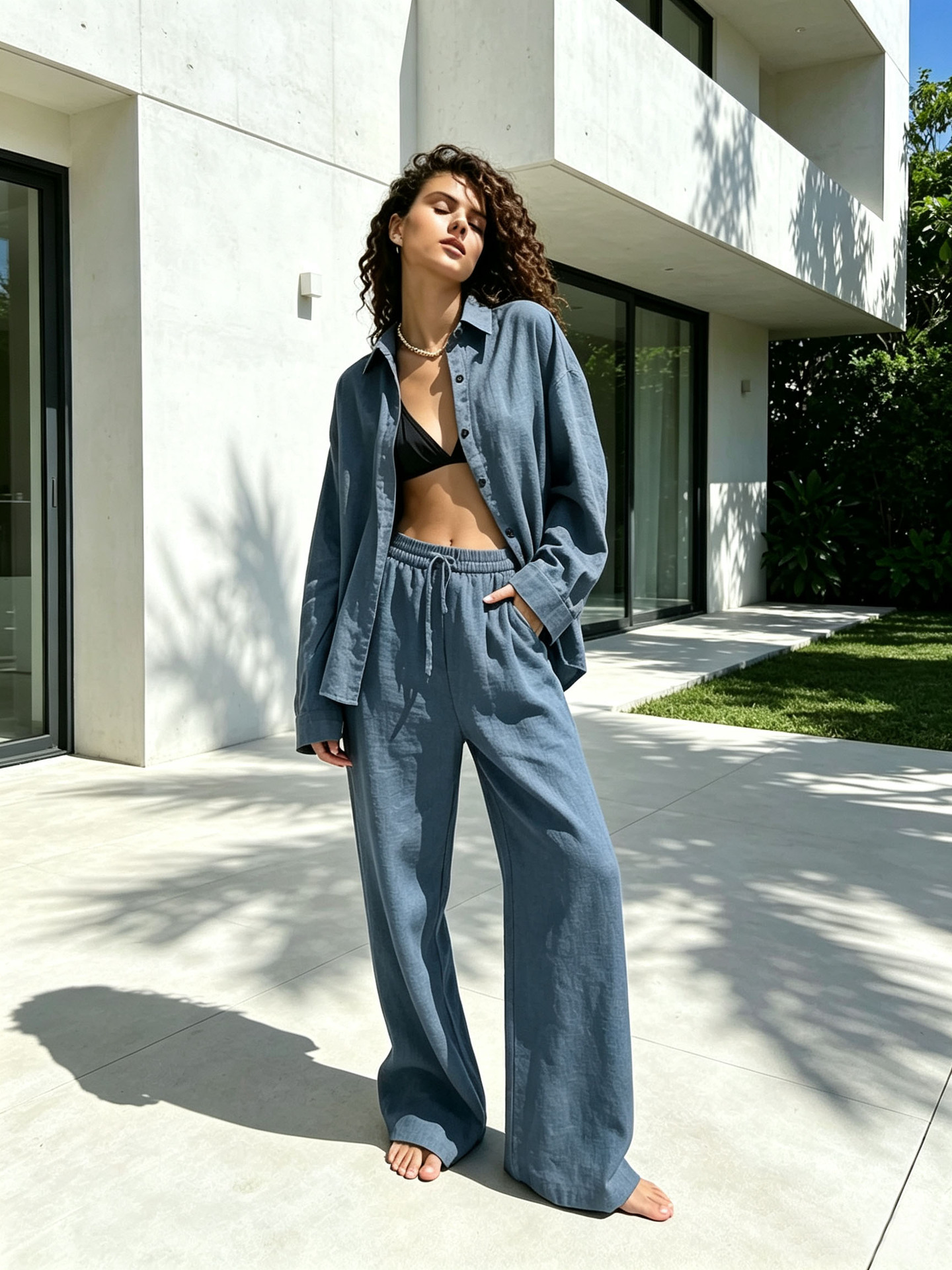 Women's Long-Sleeve Cardigan Two-Piece Casual Set