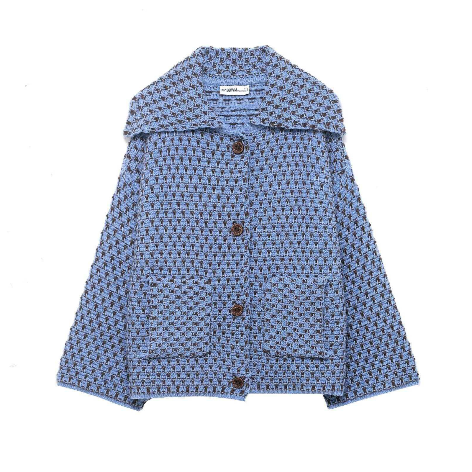 Women's Retro Houndstooth Cardigan Coat Multi-Color