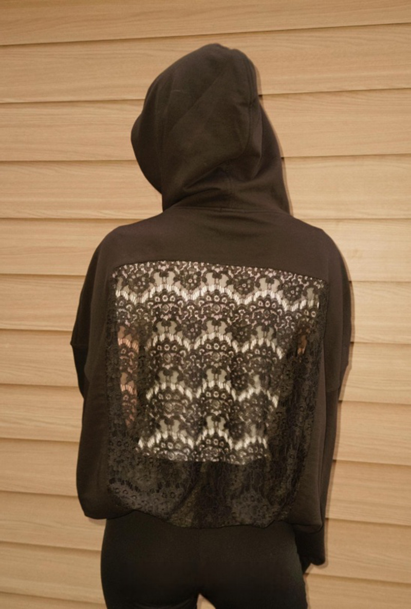 Women's Hooded Long Sleeve Open Back Cutout Sweatshirt