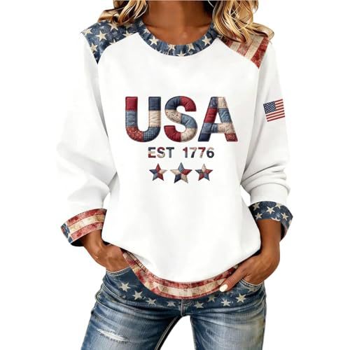 Women's USA Flag Star Print Sweatshirt