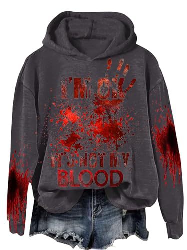 Women's Blood Stain Letter Print Casual Hoodie