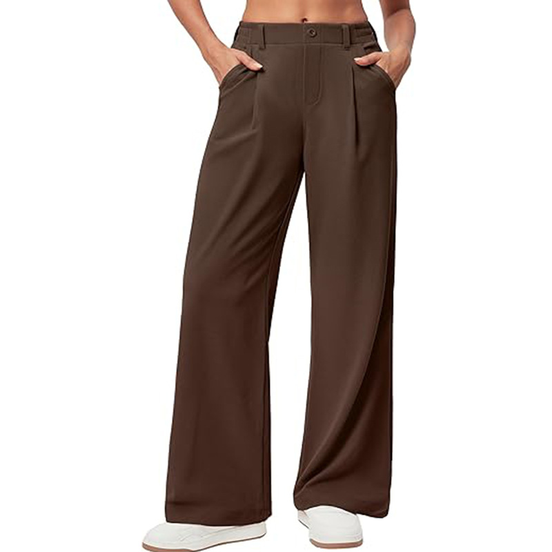 High-Waist Wide-Leg Drapey Casual Pants for Women