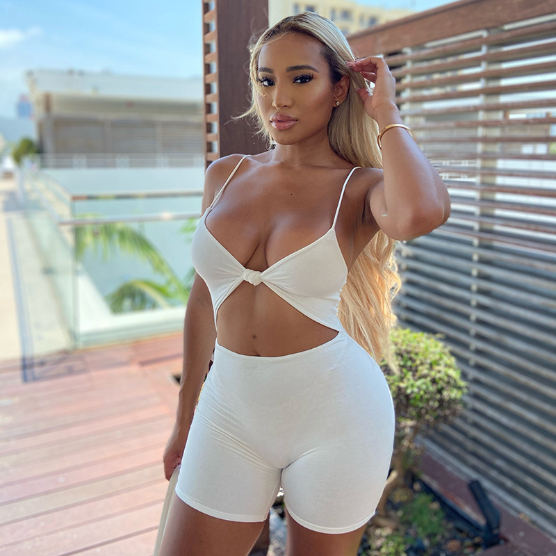 Women's Sleeveless Cutout Bodycon Romper with Butt-Lifting Fit