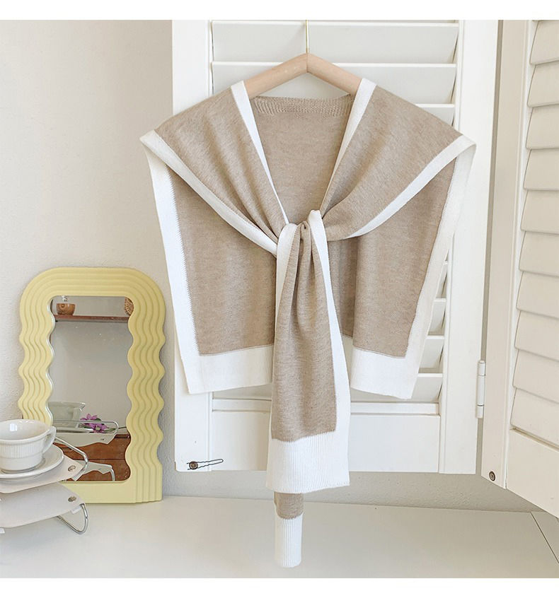 Color-Block Knit Shawl Wrap for Women – Lightweight Neck Cover