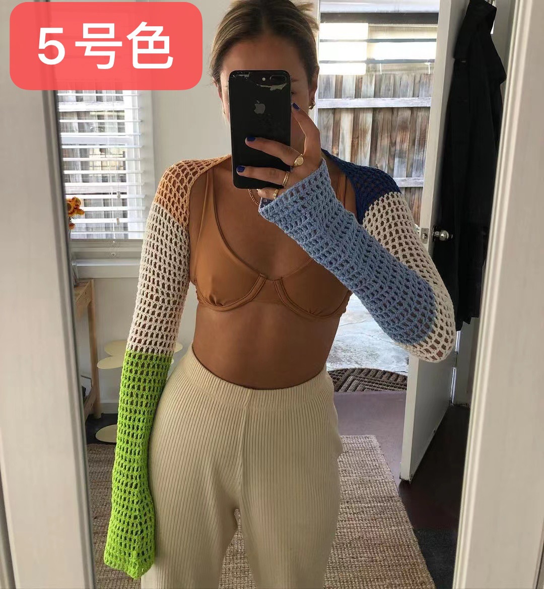 Women's Open-Knit Long-Sleeve Shrug Sweater
