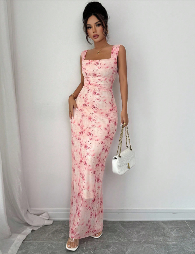 Slim-Fit Floral Print Dress