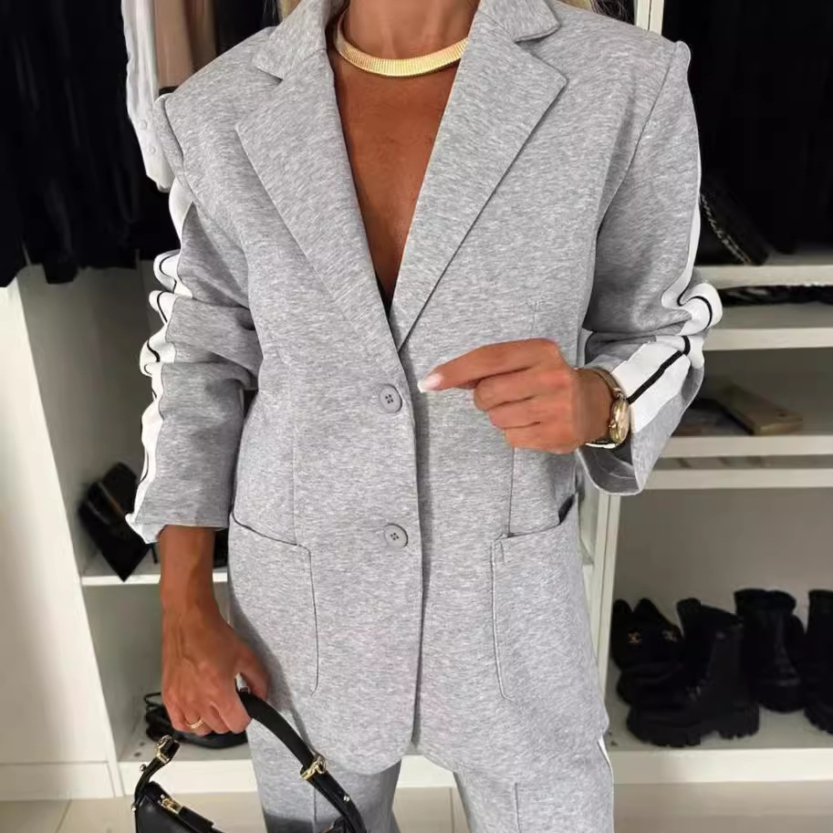 Women's Long Sleeve Lapel Collar Casual Blazer Set
