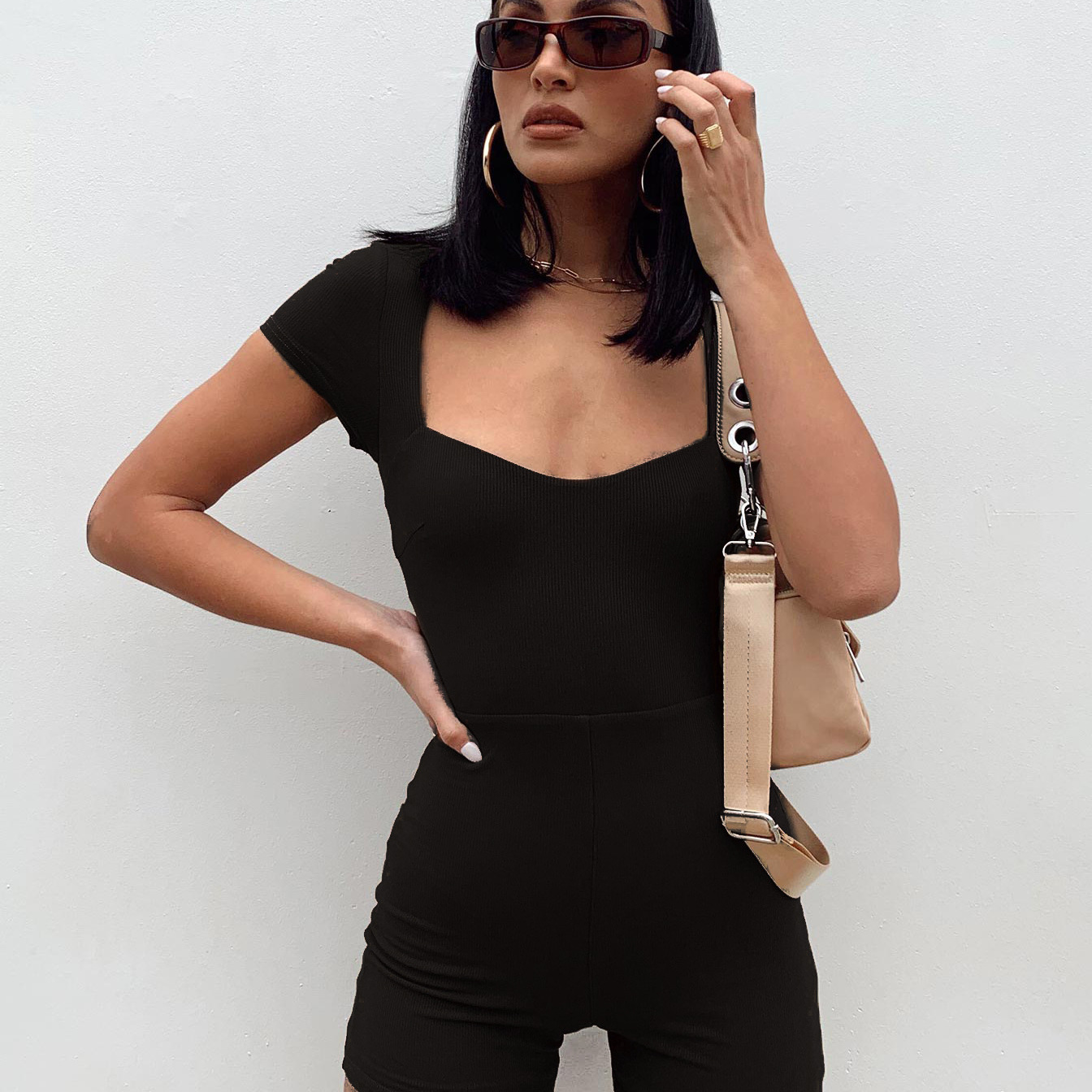 Women's Summer Bodycon Romper High Waist Shorts