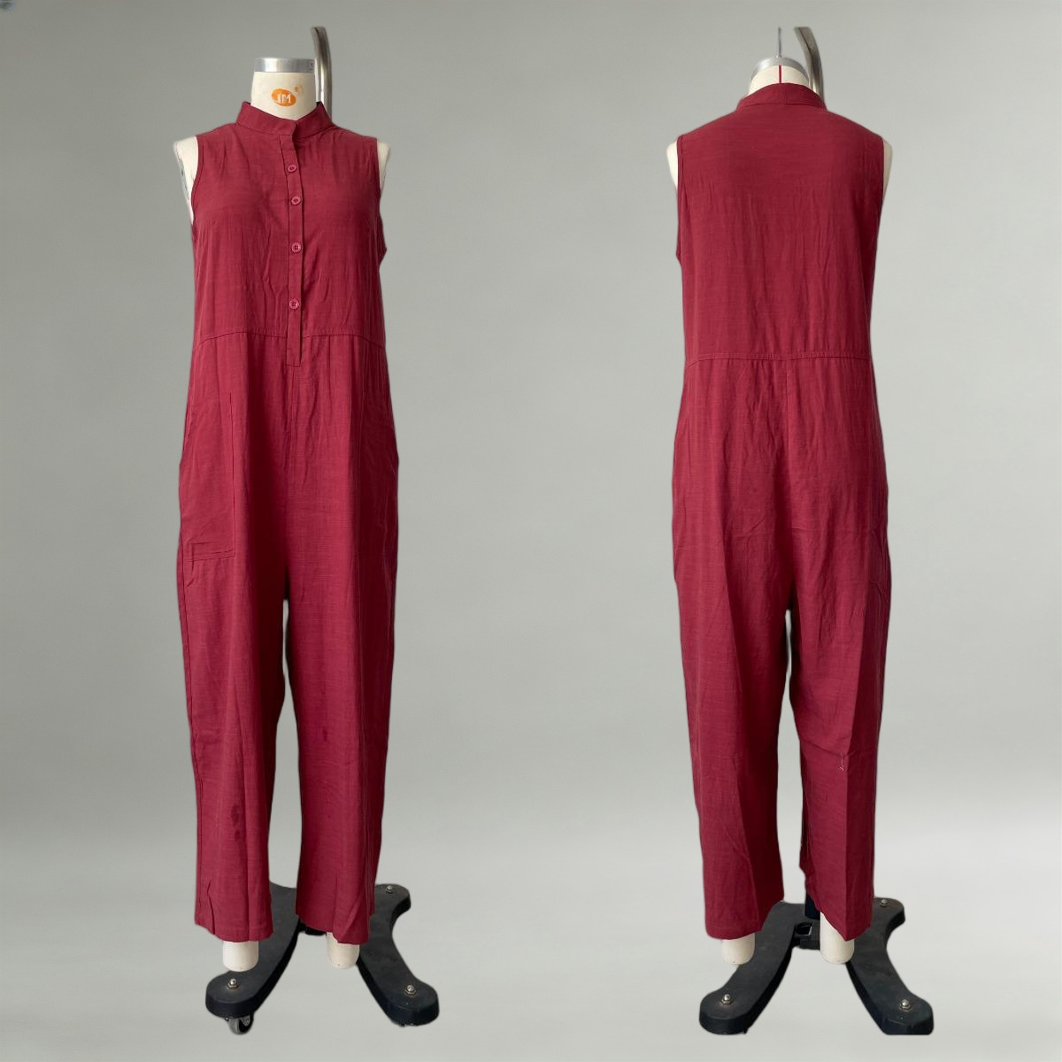 Women's Casual Sleeveless Stand Collar Pocket Jumpsuit