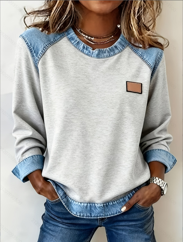 Women's Leopard Print Crewneck Sweatshirt Waffle Knit Long Sleeve