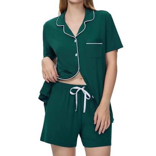 Women's Cuban Collar Short Sleeve Button Set