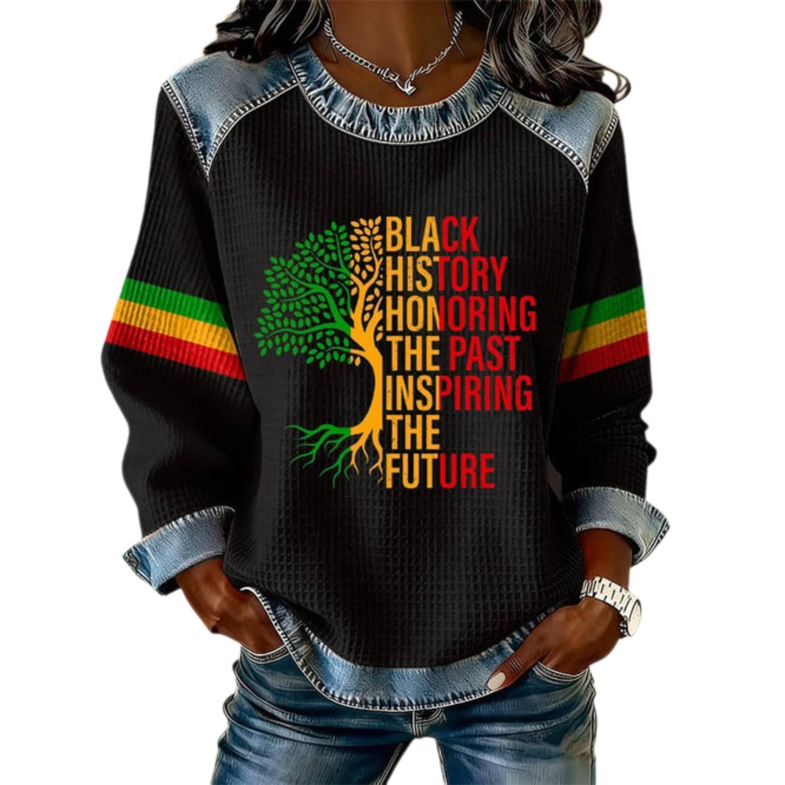 Women's Leopard Print Crewneck Sweatshirt Waffle Knit Long Sleeve