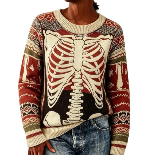 Women's Floral Heart Skeleton Print Crewneck Sweatshirt