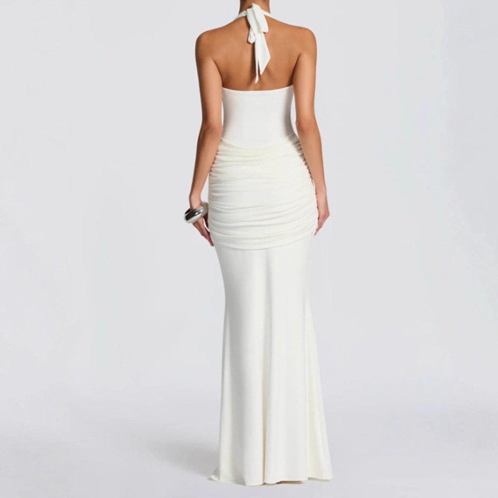 Women's Ribbon-Trim Halter Bodycon Maxi Dress