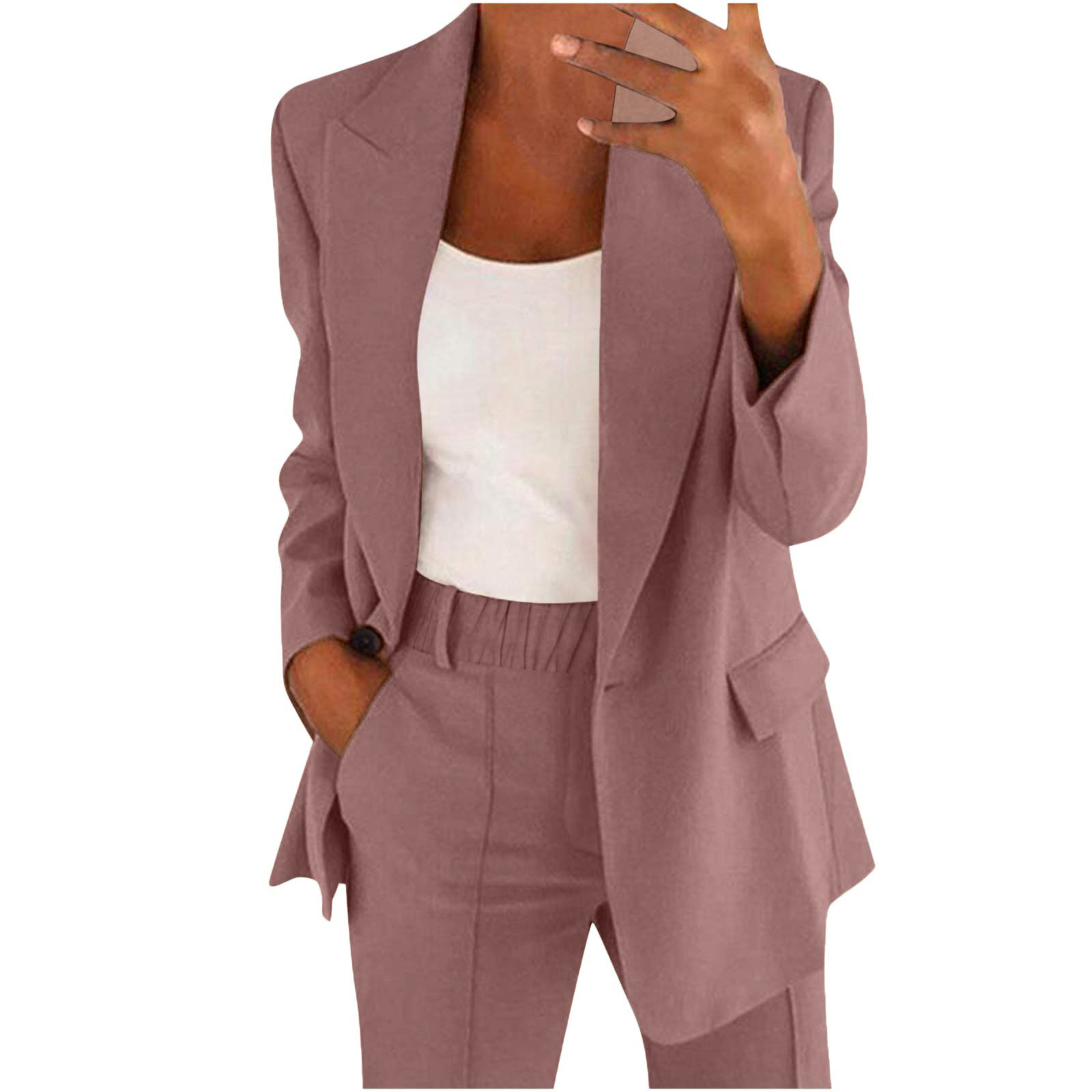 2026 New Cross-Border European & American Fall/Winter Women's Commuter Suit Set – Elegant Long-Sleeve Blazer and Pants Two-Piece Set for Women