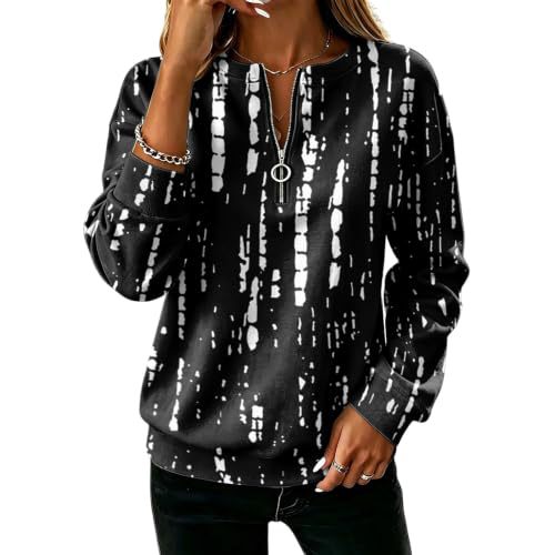 Polka Dot Print Half-Zip Stand Collar Hoodie for Women