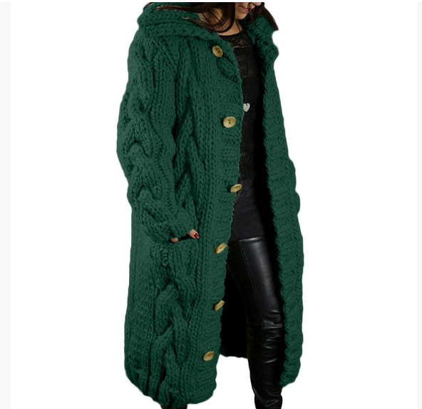 Women's Plus Size Open-Front Cardigan Sweater Long Knit Coat with Pockets
