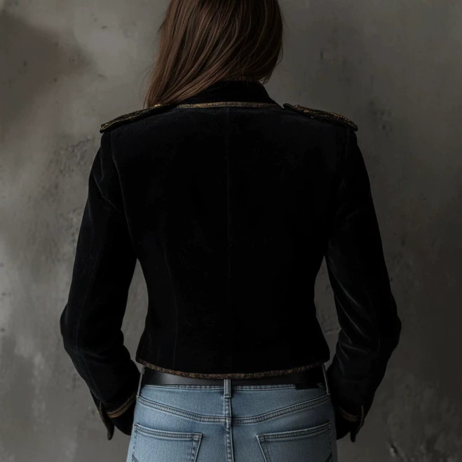 Retro Casual Black Blazer