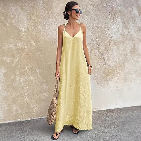 Women's Sleeveless Backless Cutout Cami Long Dress