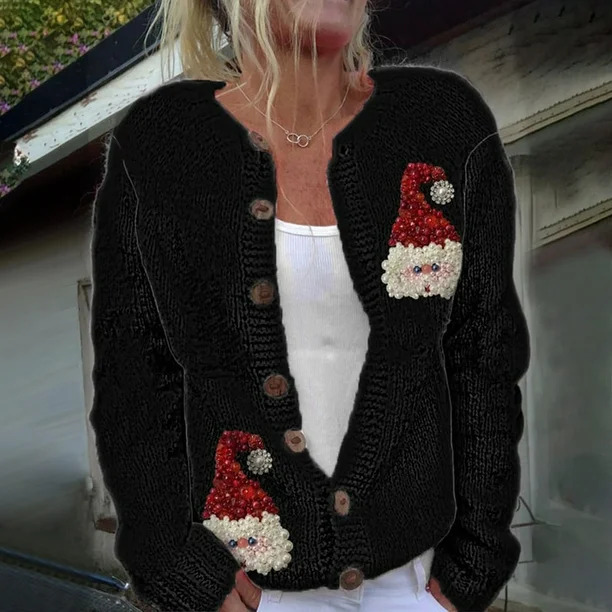 Women's Tribal Totem Print Button Cardigan Sweater