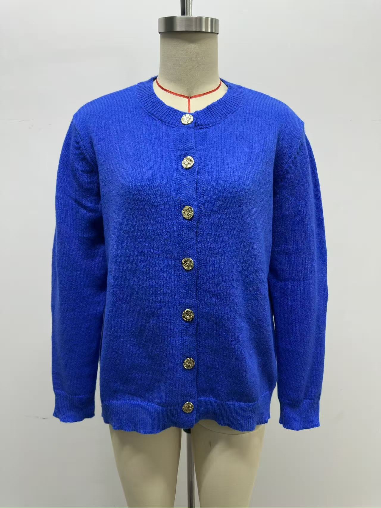 Women's Solid Button-Front Long-Sleeve Cardigan Sweater