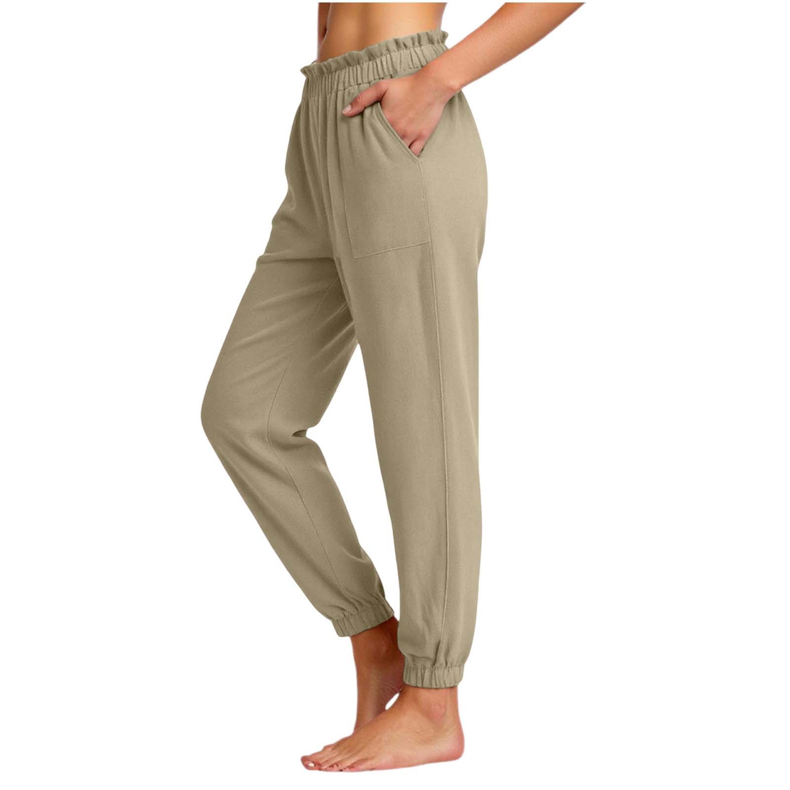Women's Elastic Waist Straight-Leg Jogger Pants Casual Running Sweatpants